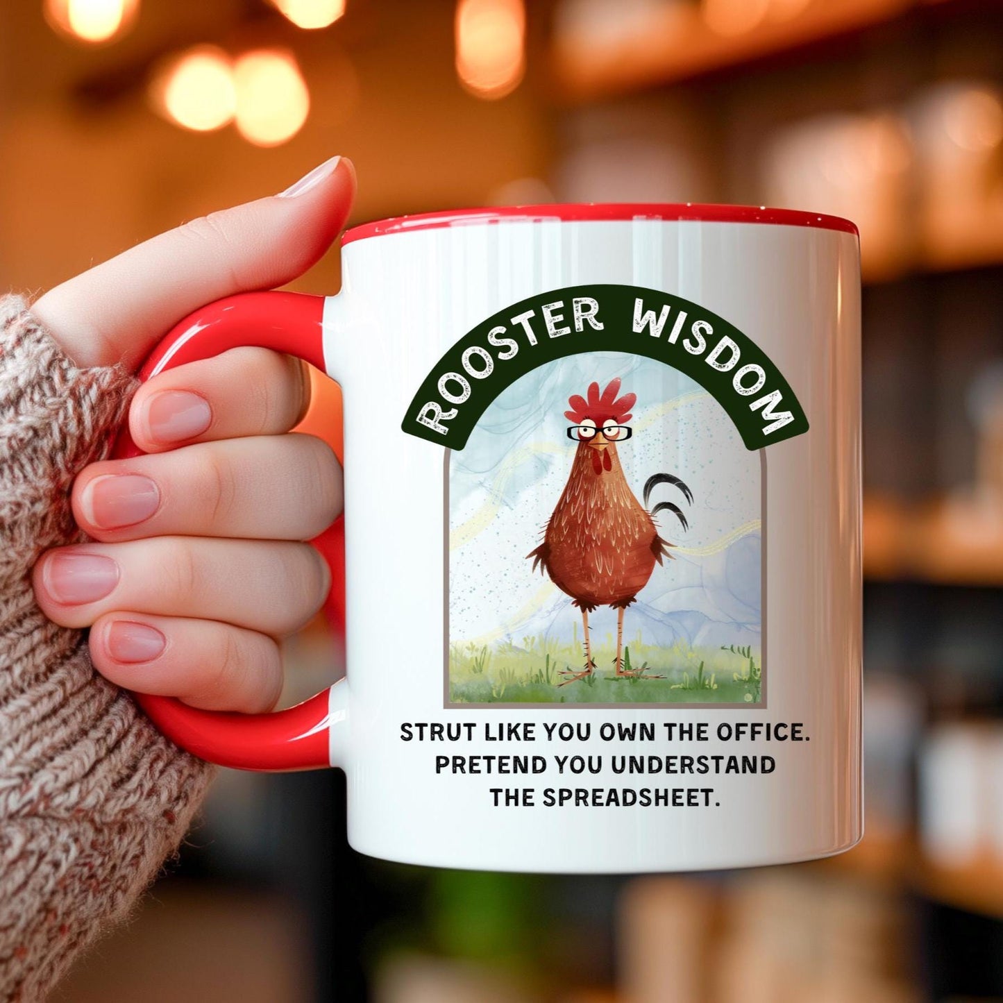 Funny Rooster Coffee Mug: 11oz/15oz