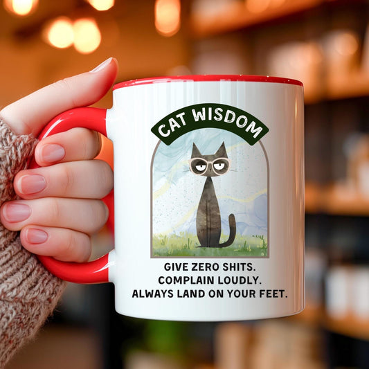Funny Cat Wisdom Mug: 11oz/15oz